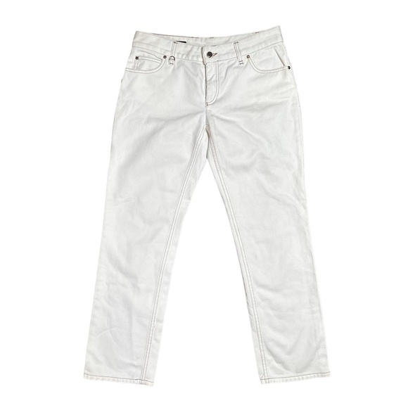 Vintage Y2K Gucci  Straight Leg Gold Accent White Jeans Womens 30" READ DESC - Picture 1 of 16